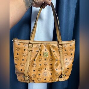 MCM Tan Leather Tote Bag